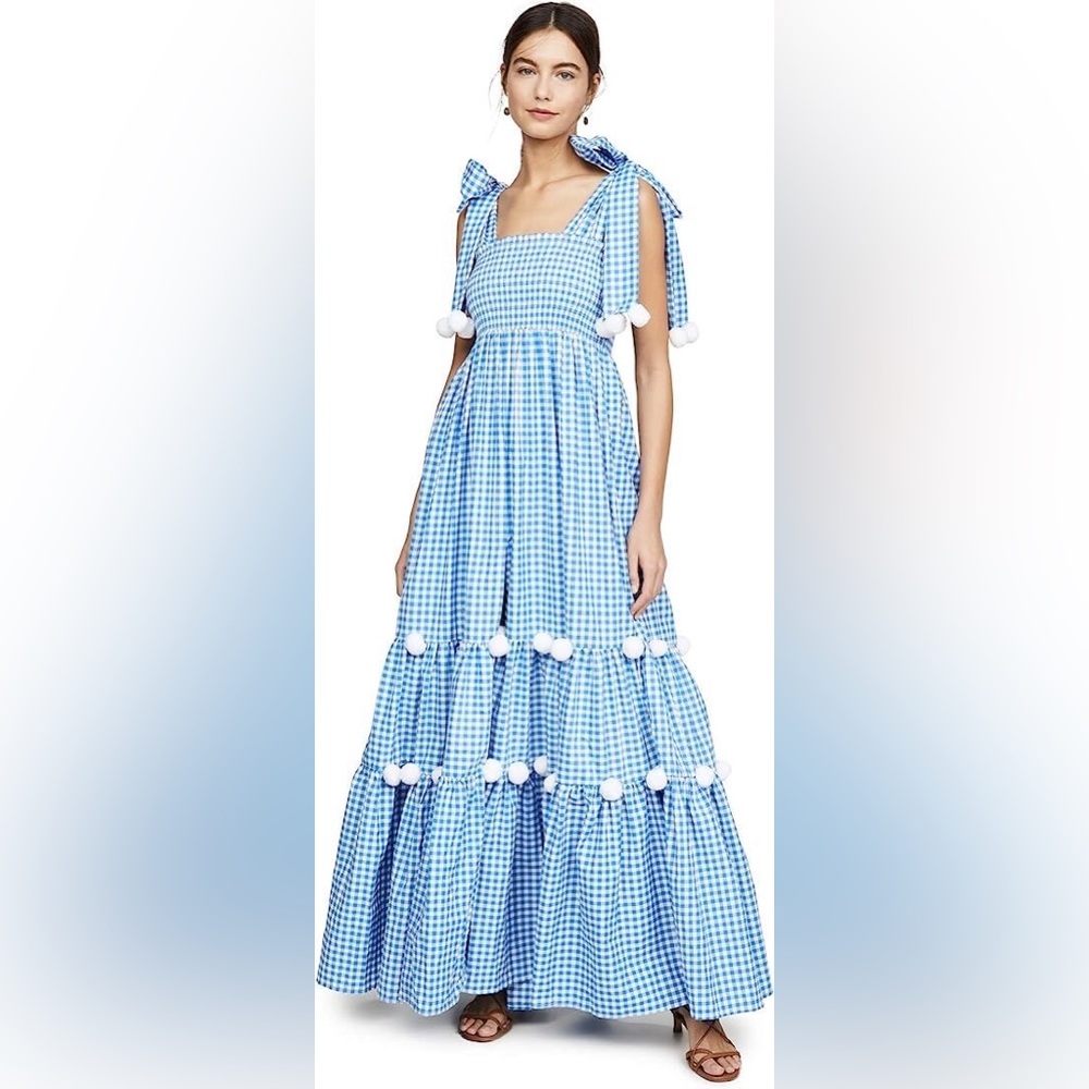 Sundress Pippa long blue gingham dress